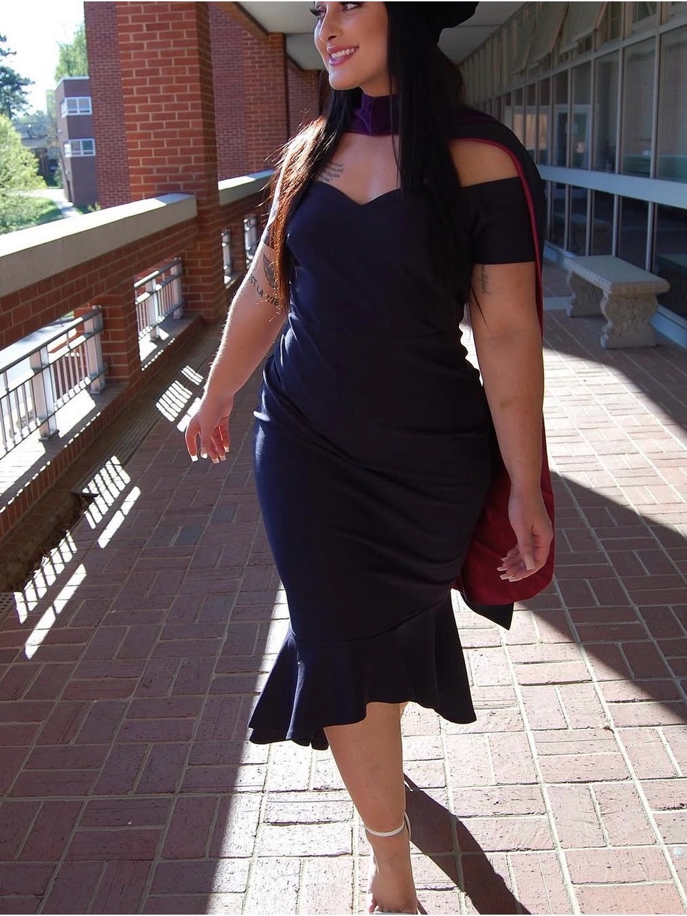 Lulus Off-Shoulder Navy Mermaid Hem Dress